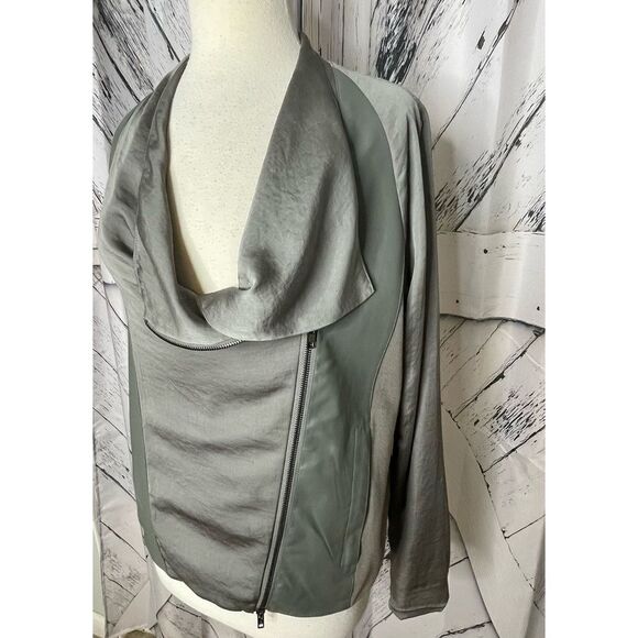 American Retro Aston Grey Leather Trim Jacket Size 40 - Picture 3 of 12